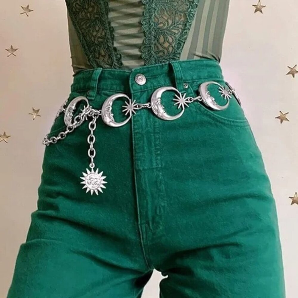 Moon Silver Metal Belt